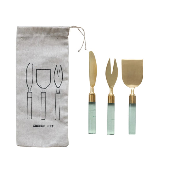 S/3 Stainless Steel Cheese Utensils w resin