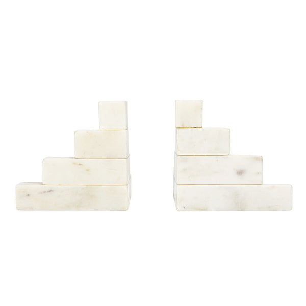 Marble Stairstep Bookends, Set of 2