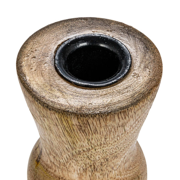 Carved Wood Taper Candle Holder