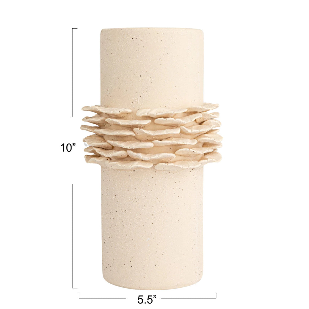 Stoneware Vase w/ Ruffles, Matte Cream