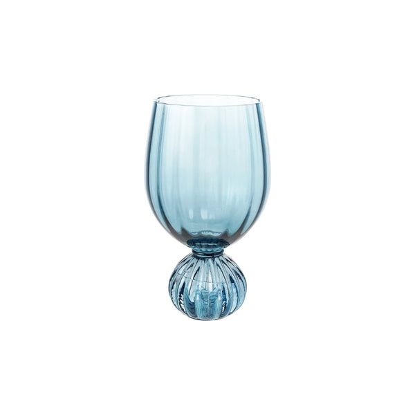 14 oz. Pleated Footed Wine Glass, Blue