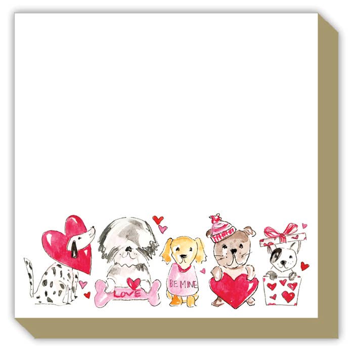 Handpainted Valentine Dogs Luxe Notepad