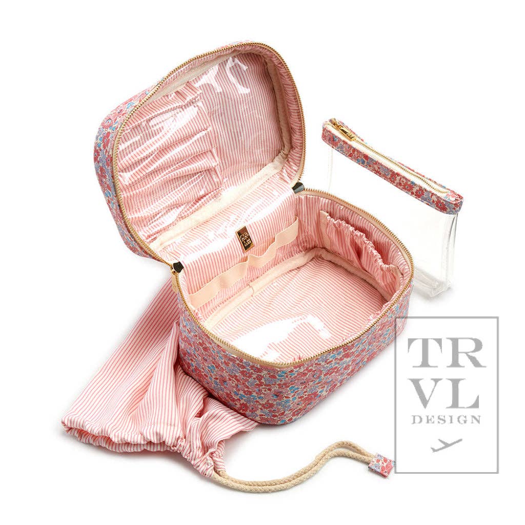 Luxe Marseille Train 2 - Cosmetic Bag With Pink Pinstripe
