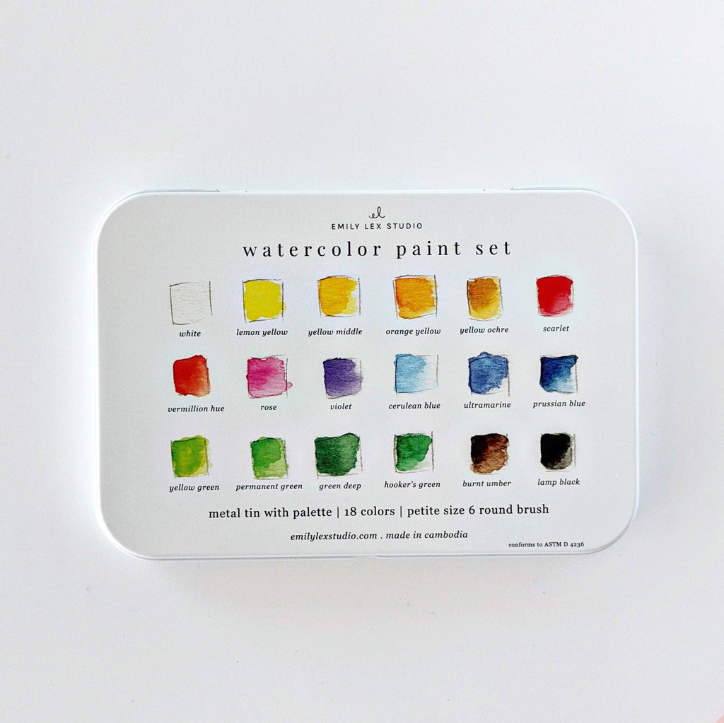 Watercolor Paint Set w/ Brush, 18 Colors