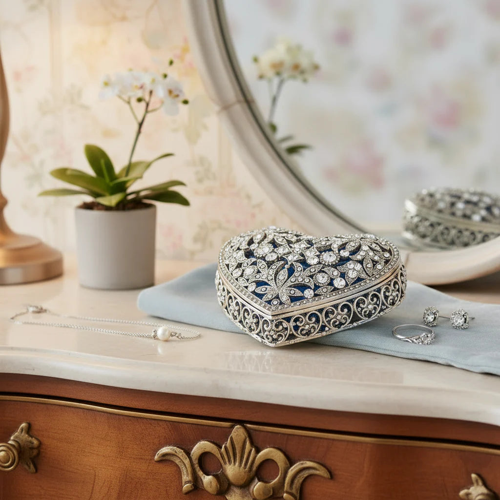 Silver Luxembourg Heart Box