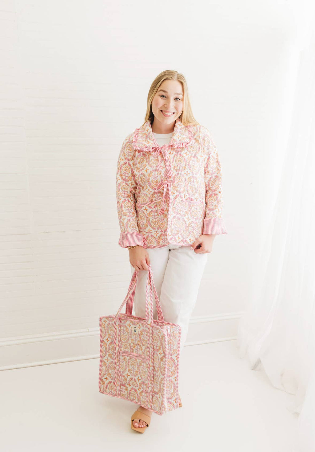 Dahlia | Large Quilted Zipper Tote Bag