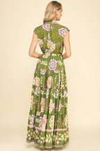 FLORAL TIERED MAXI DRESS - 5176DD: DEEP BLUE