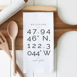 Custom City State Location Tea Towel | Natural