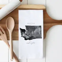 Custom City State Map Tea Towel | White