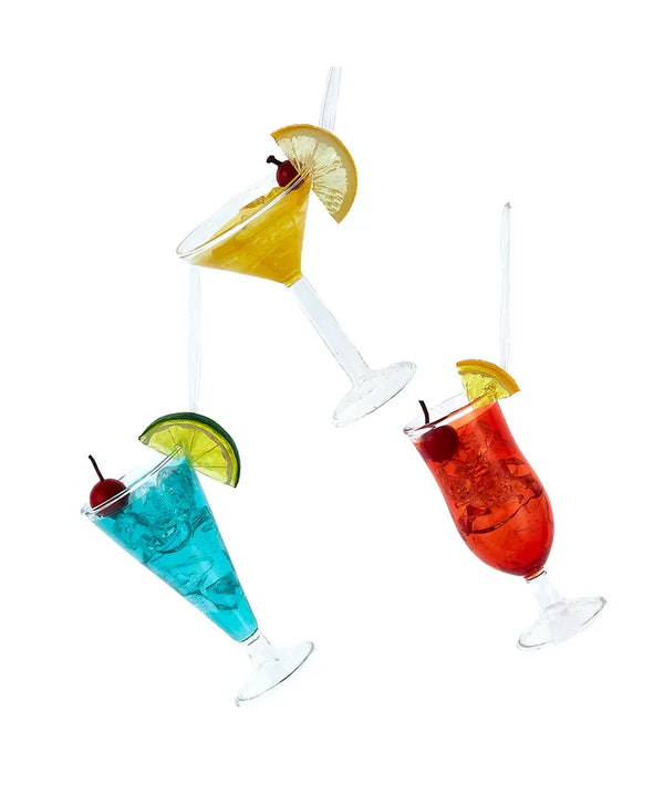 Glass Tropical Drink Ornaments