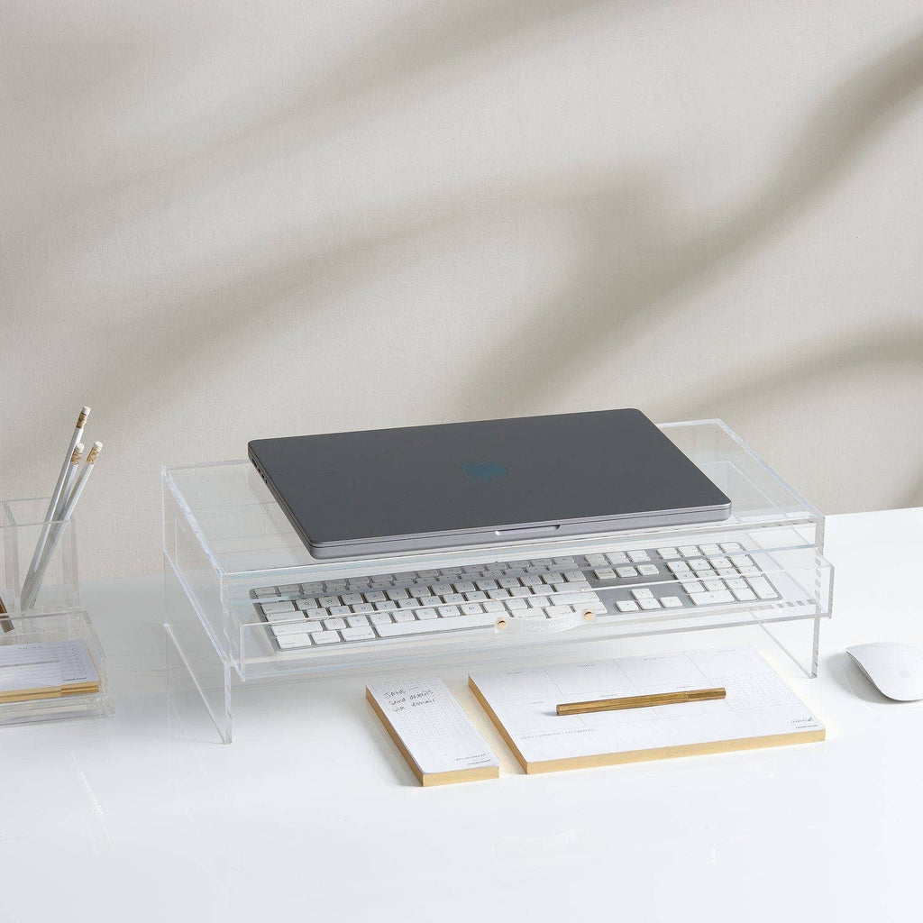 Acrylic Monitor Stand with Drawer