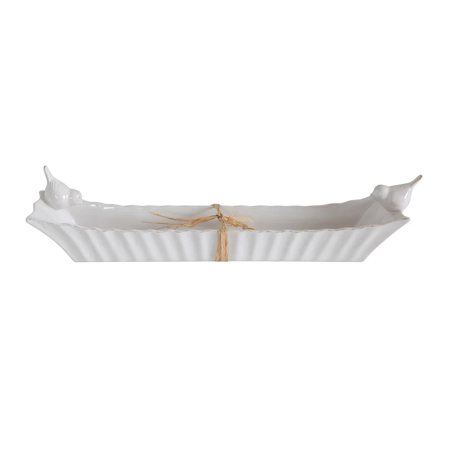 Ceramic Cracker Dish w/ 2 Birds