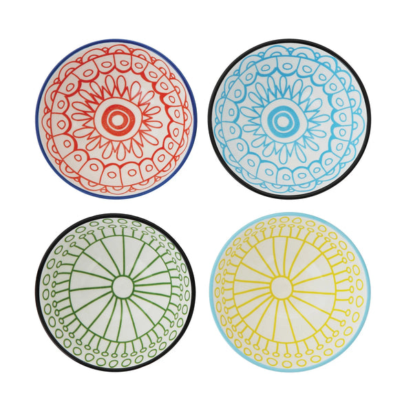 Hand-Stamped Stoneware Bowl, 4 Colors