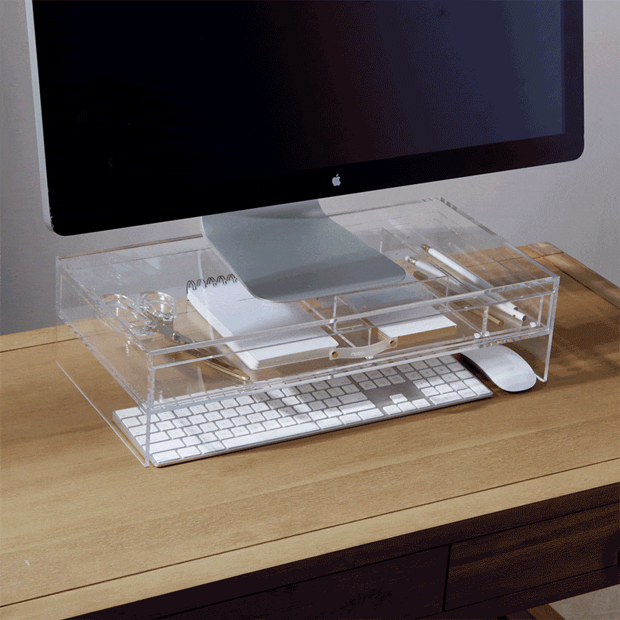 Acrylic Monitor Stand with Drawer