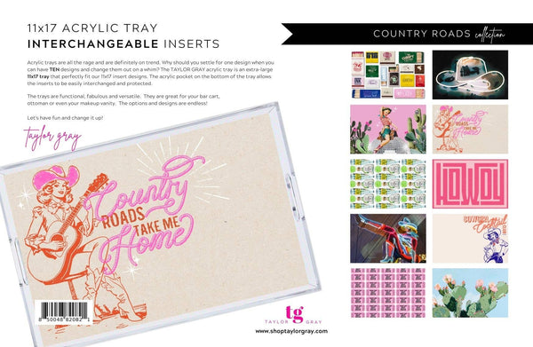 Acrylic Tray COUNTRY ROADS insert set of 10