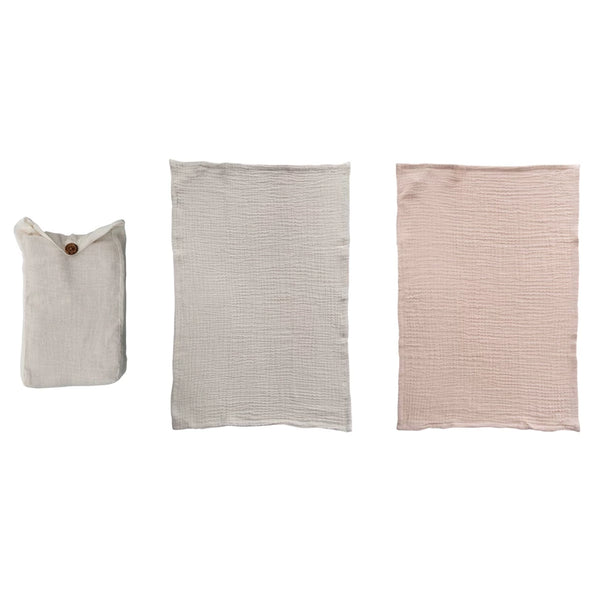 Cotton Double Cloth Tea Towels, Set of 2 in Bag