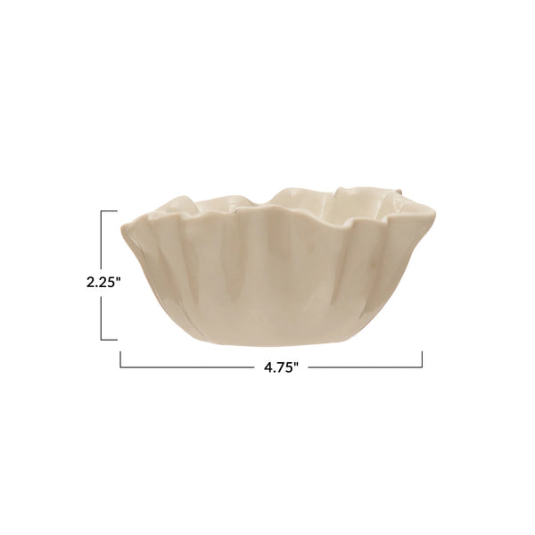 White Stoneware Fluted Bowl, Small