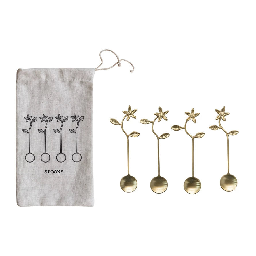 S/4 5-1/4"L Stainless Steel& Brass Spoons