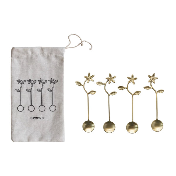 S/4 5-1/4"L Stainless Steel& Brass Spoons