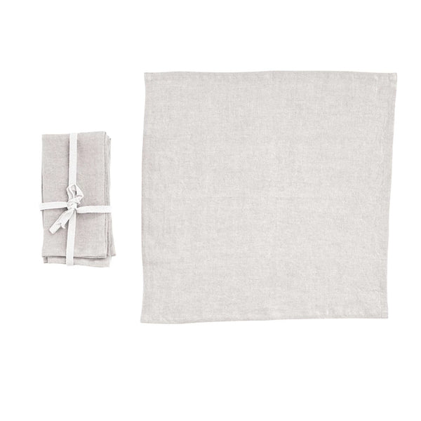 18" Square Stonewashed Linen Napkins, Ivory Color, Set of 4