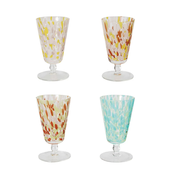 3-1/4" Round x 5-3/4"H 8 oz.Stemmed Drinking Glass,4Styles