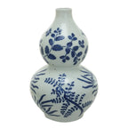 10" Round x 15"H StonewareVase, Blue & White
