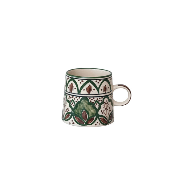 10 oz. Hand-Painted Stoneware Mug w/ Design, Cream Color, Brown & Green SKU#DF9348 In Stock