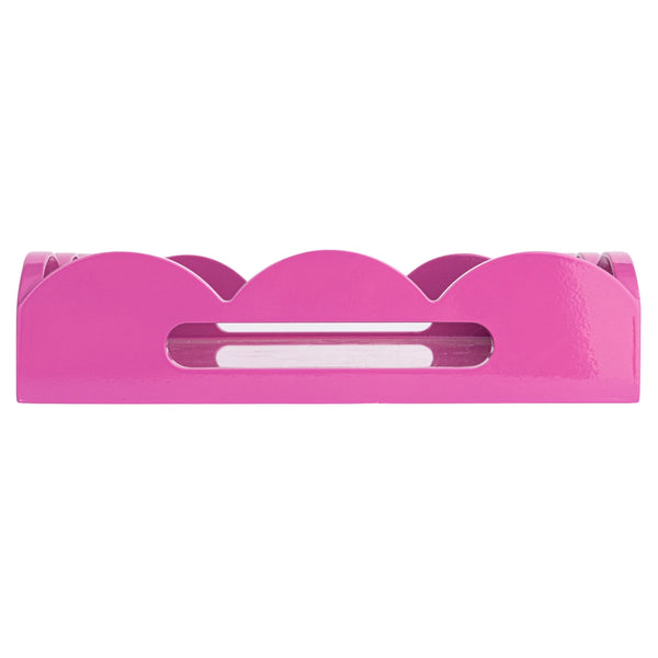 Lacquered Scalloped Tray w/ Handles, Fuchsia