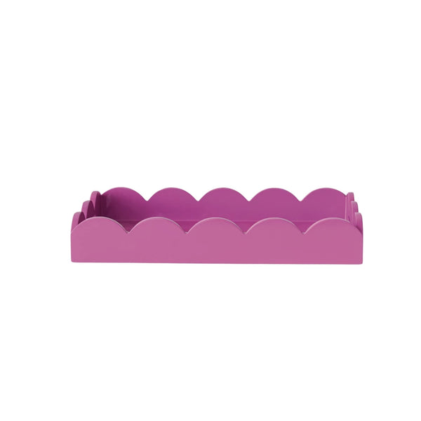 Lacquered Scalloped Tray w/ Handles, Fuchsia
