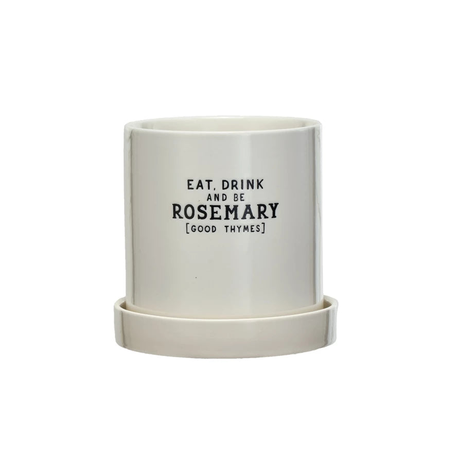 "Rosemary" Planter w/ Saucer, Set of 2