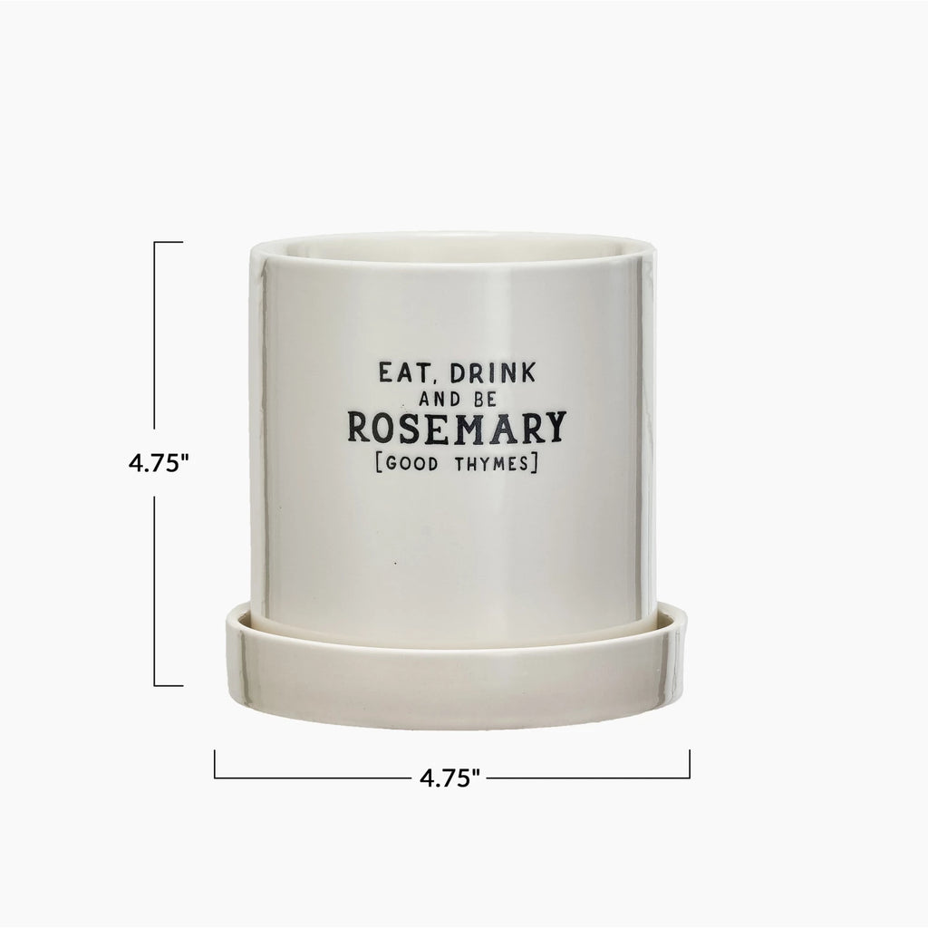 "Rosemary" Planter w/ Saucer, Set of 2