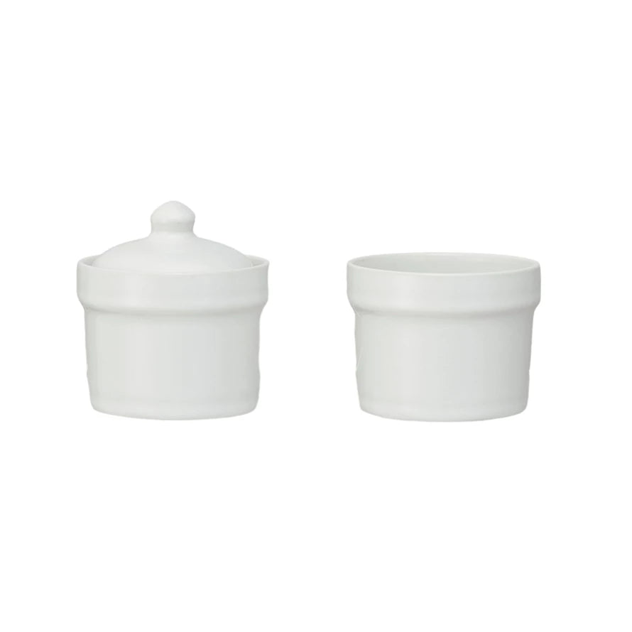 Stoneware Stackable Pinch Pots w/ Lid, White