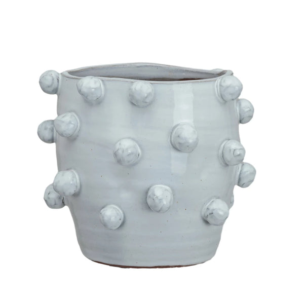 Hobnail Terra-cotta Planter, White