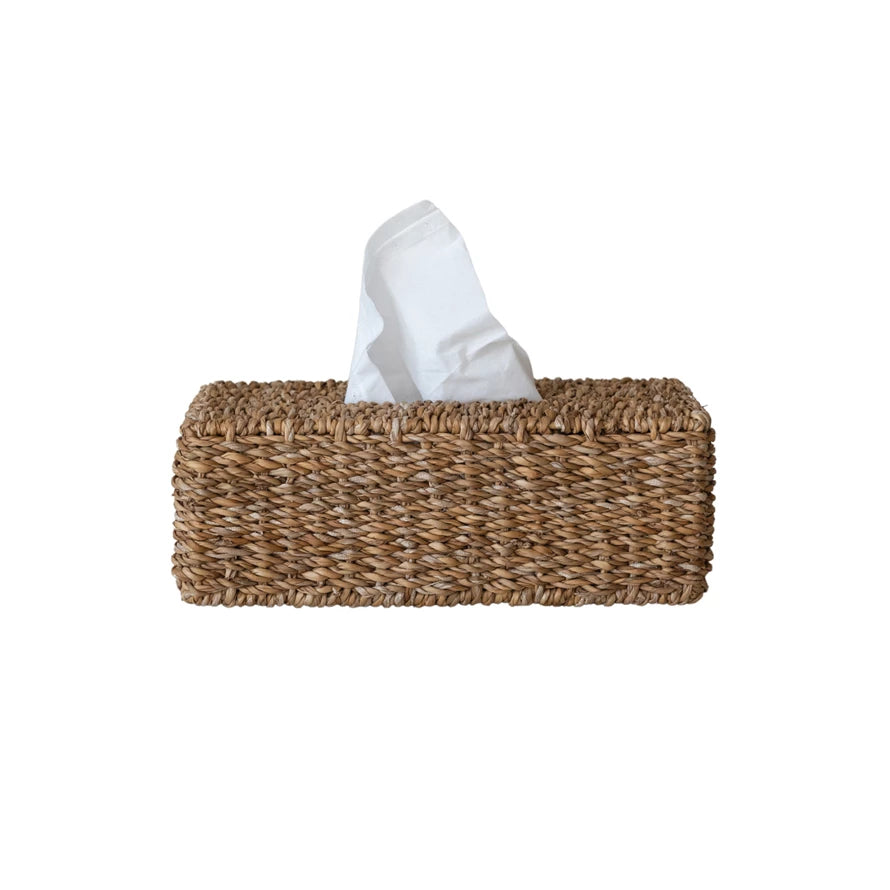 Hand-Woven Seagrass Tissue Box Cover, Natural