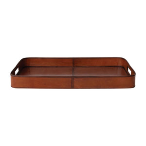 Decorative MDF & Leather Tray with Stitching & Handles