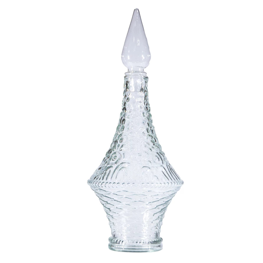 2 Quart Pressed Glass Decanter with Glass Stopper