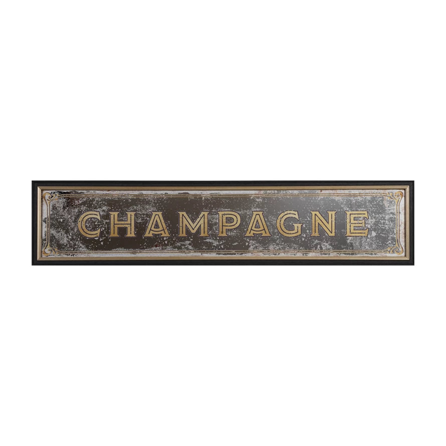 Plastic & MDF Framed Wall Décor with Antique Mirror "Champagne"