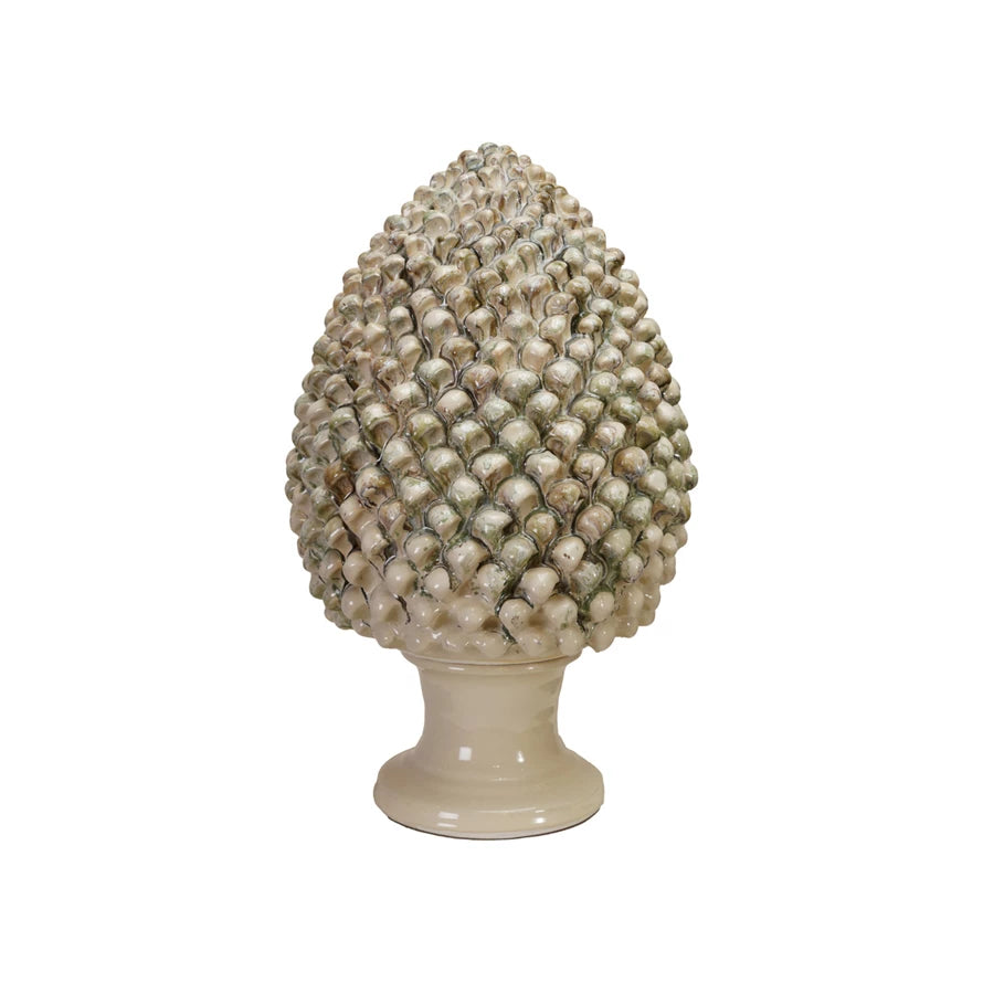 Terra-cotta Artichoke Finial, Reactive Glaze