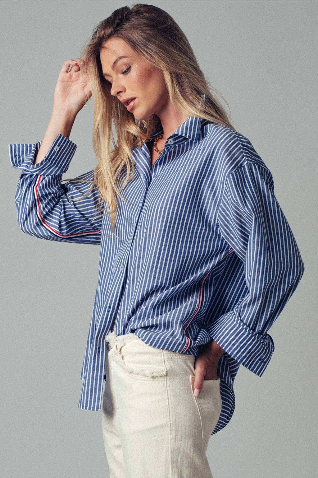 Striped Statement Button Shirt