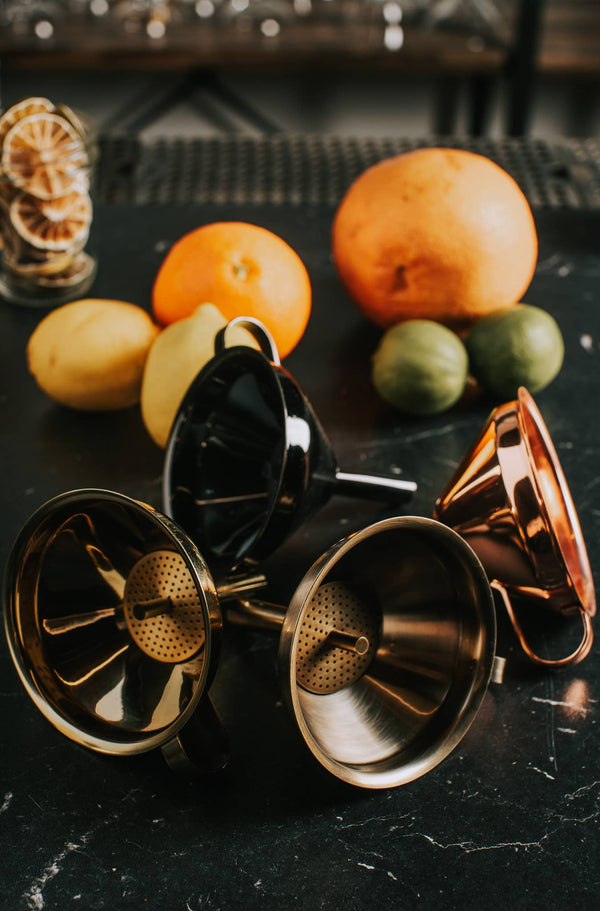 Funnels with Strainers: Brushed Silver