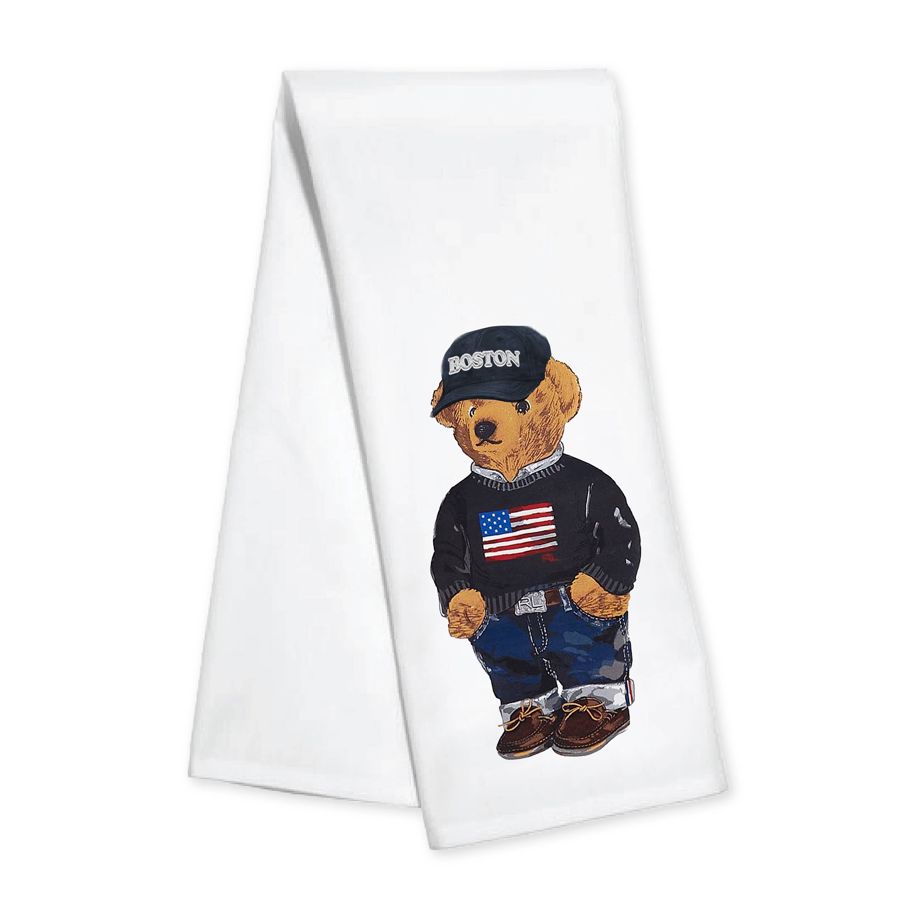 Kitchen Towel- American Flag Bear - Custom Name Drop