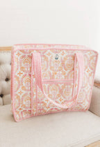 Dahlia | Large Quilted Zipper Tote Bag