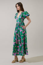 Jaylene Pleated Maxi Dress Denavi Floral: XL