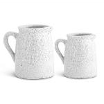 White Crackle Glazed Terracotta Pitchers Large