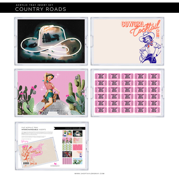 Acrylic Tray COUNTRY ROADS insert set of 10