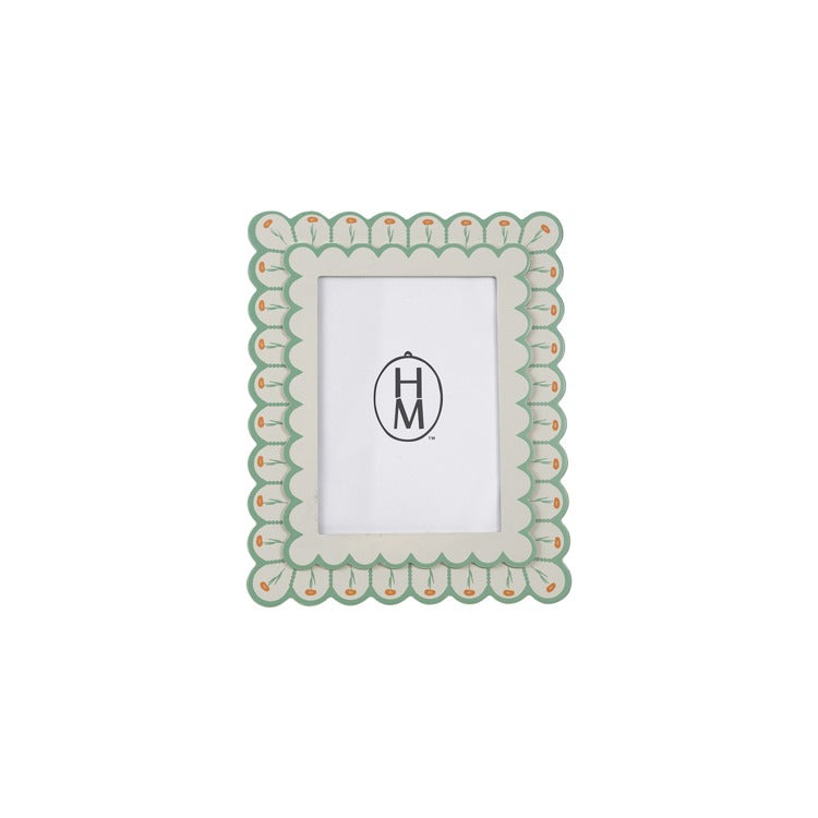 Hazel Mazel Scalloped Photo Frame with Flowers