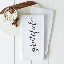 Grateful Tea Towel | White