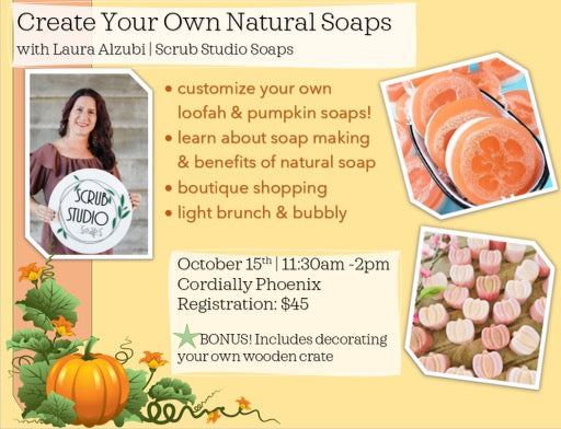 10/15/2023 Natural Soap Making Class 11:30 am - 2:00 pm