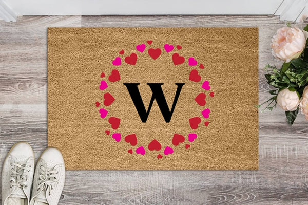 Heart Wreath Monogram Mat