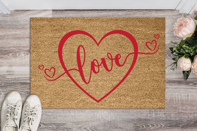 Love Script Heart Mat